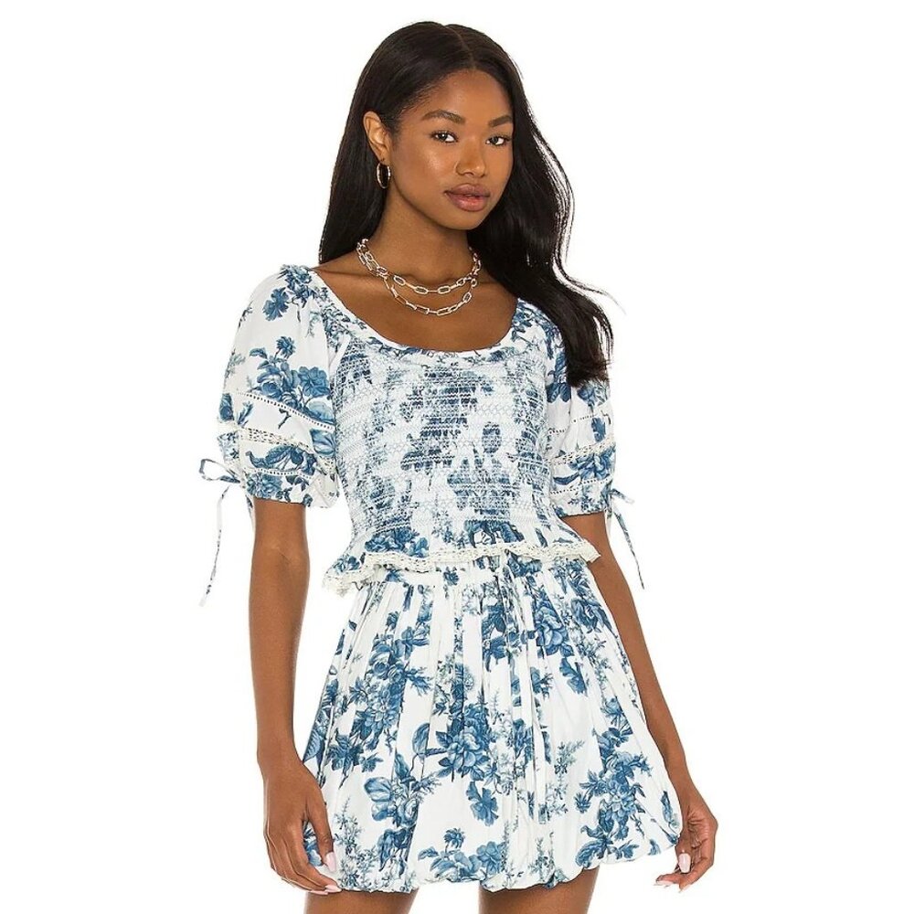 LoveShackFancy X REVOLVE Molly Top in Blue China